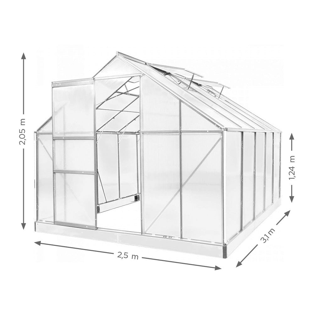 Polikarbonát üvegház 250 x 310 x 124/205 cm Másodlagos kép
