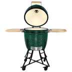 Kerámia faszéngrill oldalpolcokkal, 46 cm ráccsal