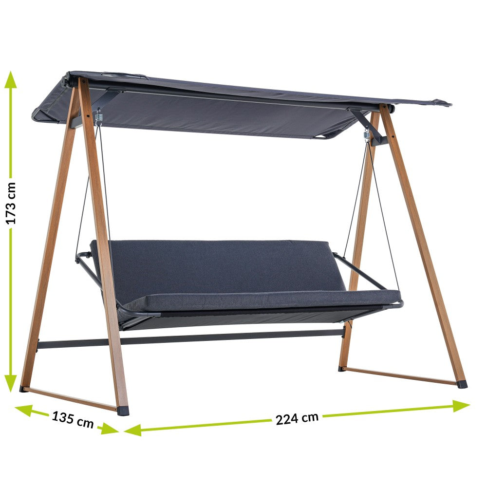 Háromülős kerti hintaágy méretábra 224 × 173 × 135 cm - Homelux, 5908227363883