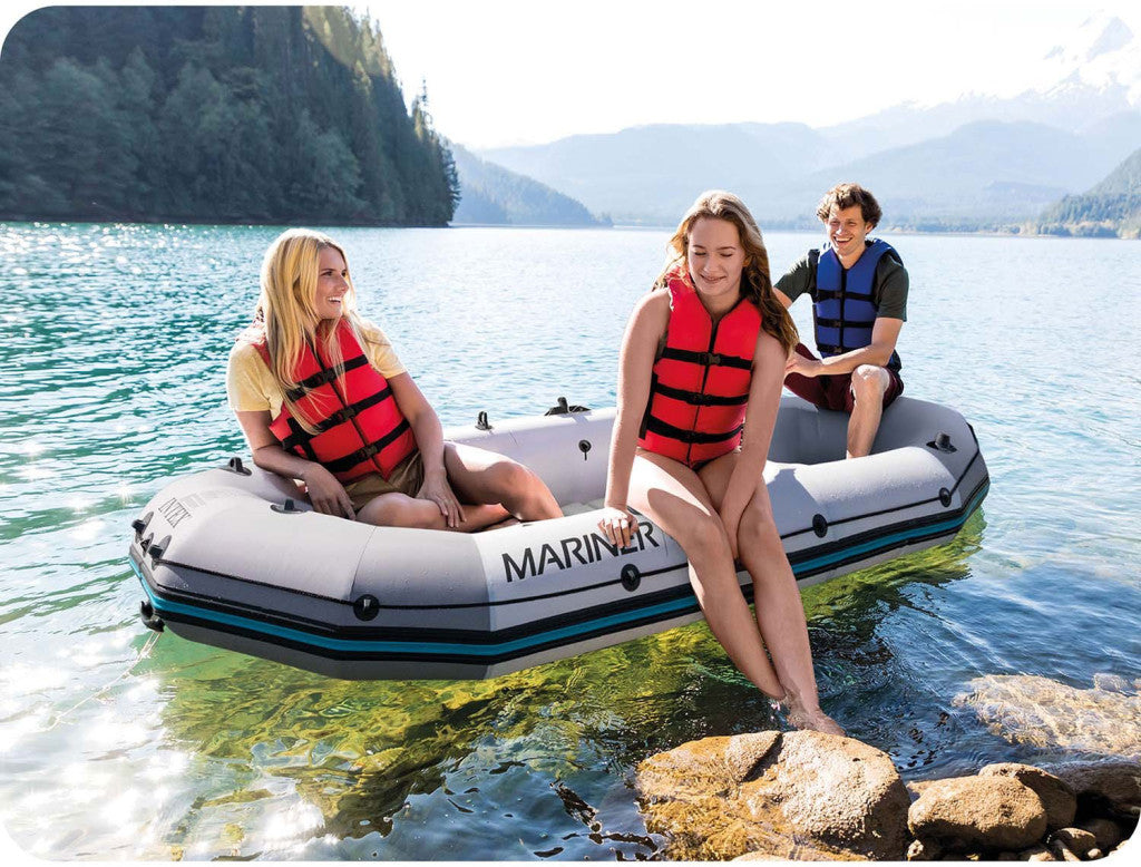Intex 68373 Mariner 3 háromszemélyes felfújható csónak evezőkkel, pumpával, horgászbottartókkal és motortartóval Másodlagos kép