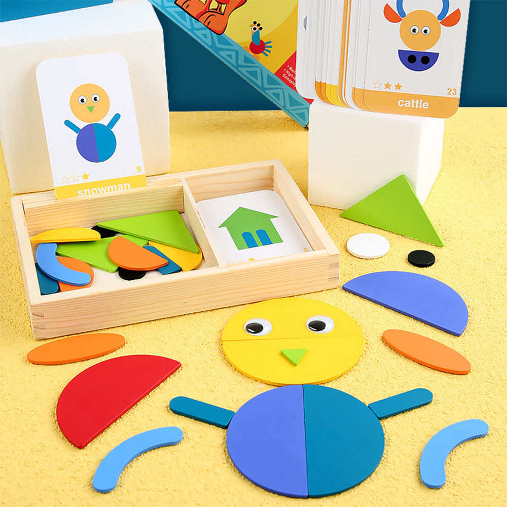 Mágneses tangram fajáték angol kártyákkal, közép szint Másodlagos kép