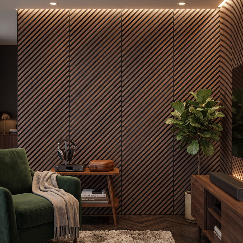 Akusztikus falpanel Deco I dió hatású 260x60x1,8 cm Másodlagos kép