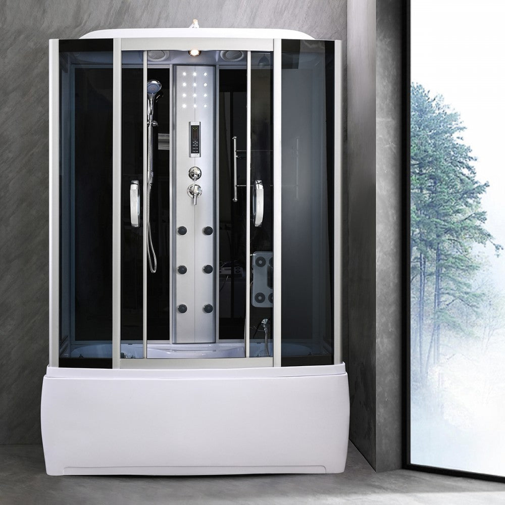 Emilia 85x150 cm hidromasszázs kádkabin elektronikával Black Másodlagos kép