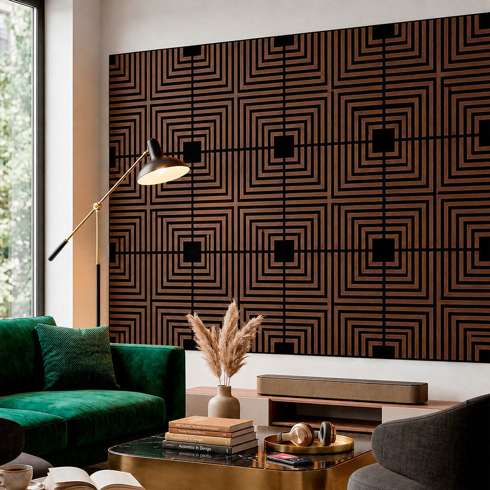 Akusztikus falpanel Deco V dió hatású 60x60x1,8 cm Másodlagos kép
