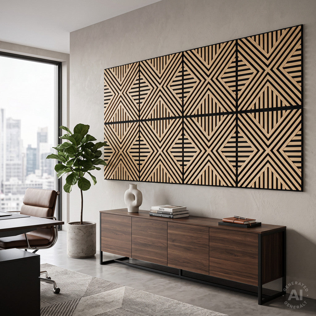 Akusztikus falpanel Deco VII bambusz hatású 60x60x1,8 cm Másodlagos kép
