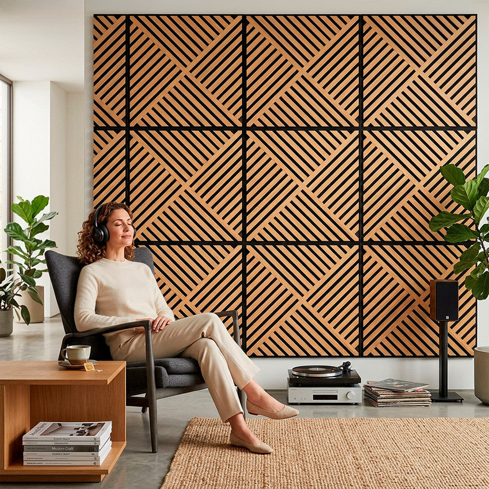Akusztikus falpanel Deco VIII bambusz hatású 60x60x1,8 cm Másodlagos kép