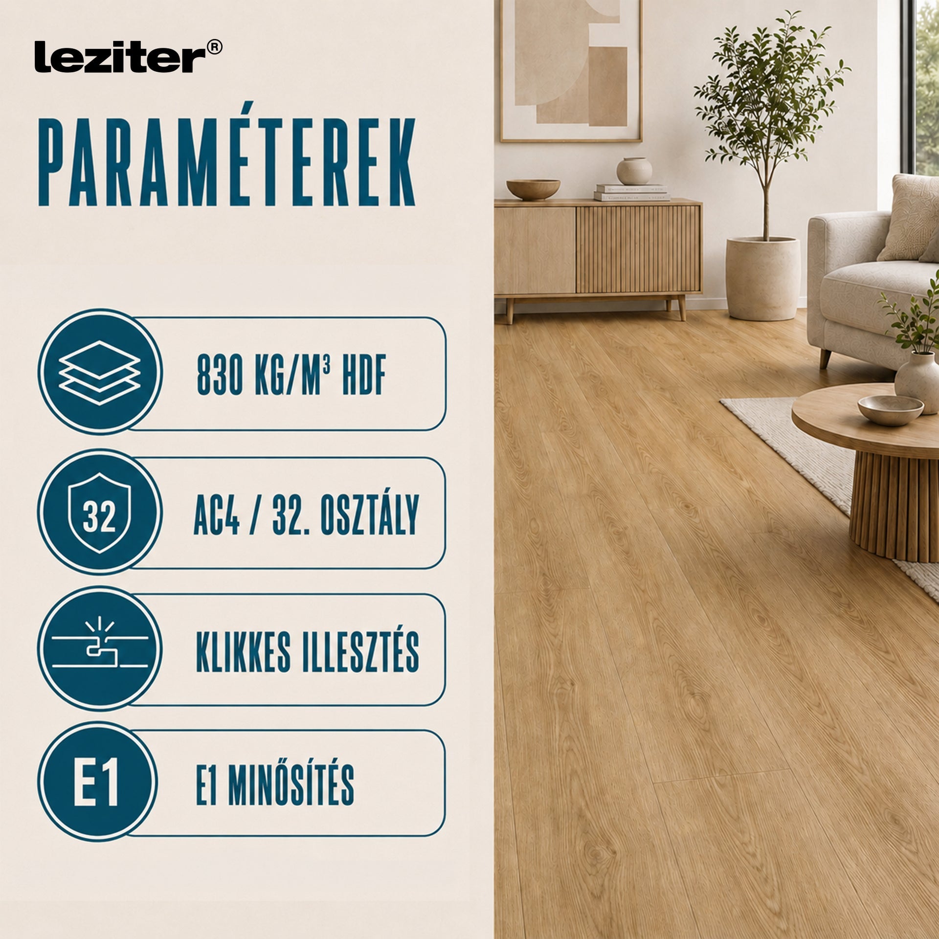 Leziter Toszkán tölgy laminált padló 7mm AC4 Másodlagos kép