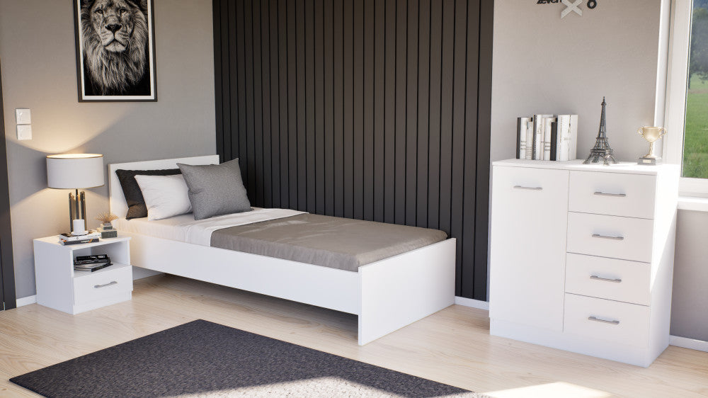 Miami egyszemélyes ágy 90x200 cm fehér-fehér Másodlagos kép