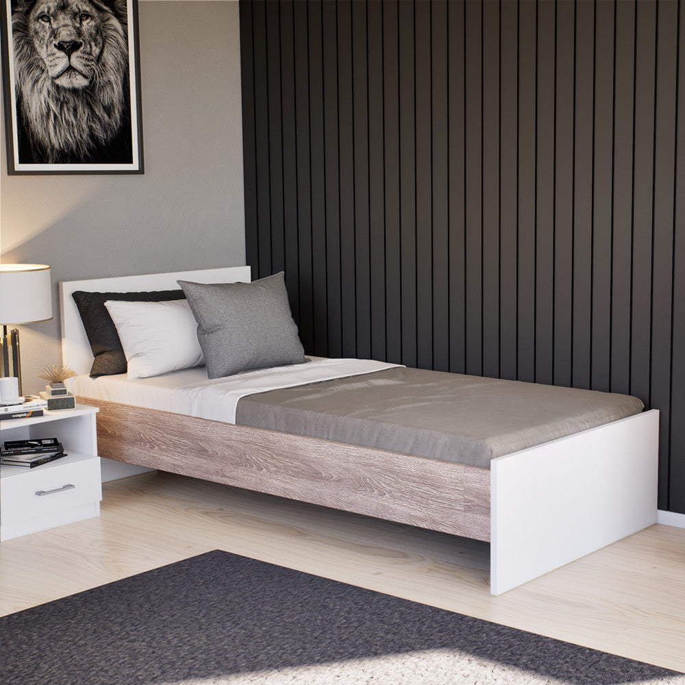 Miami egyszemélyes ágy 90x200 cm fehér-yorki tölgy Másodlagos kép