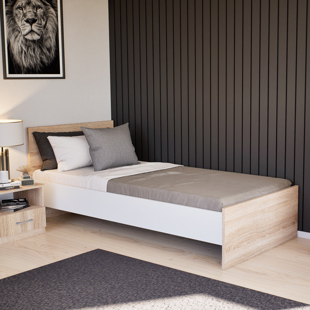 Miami egyszemélyes ágy 90x200 cm sonoma tölgy-fehér Másodlagos kép