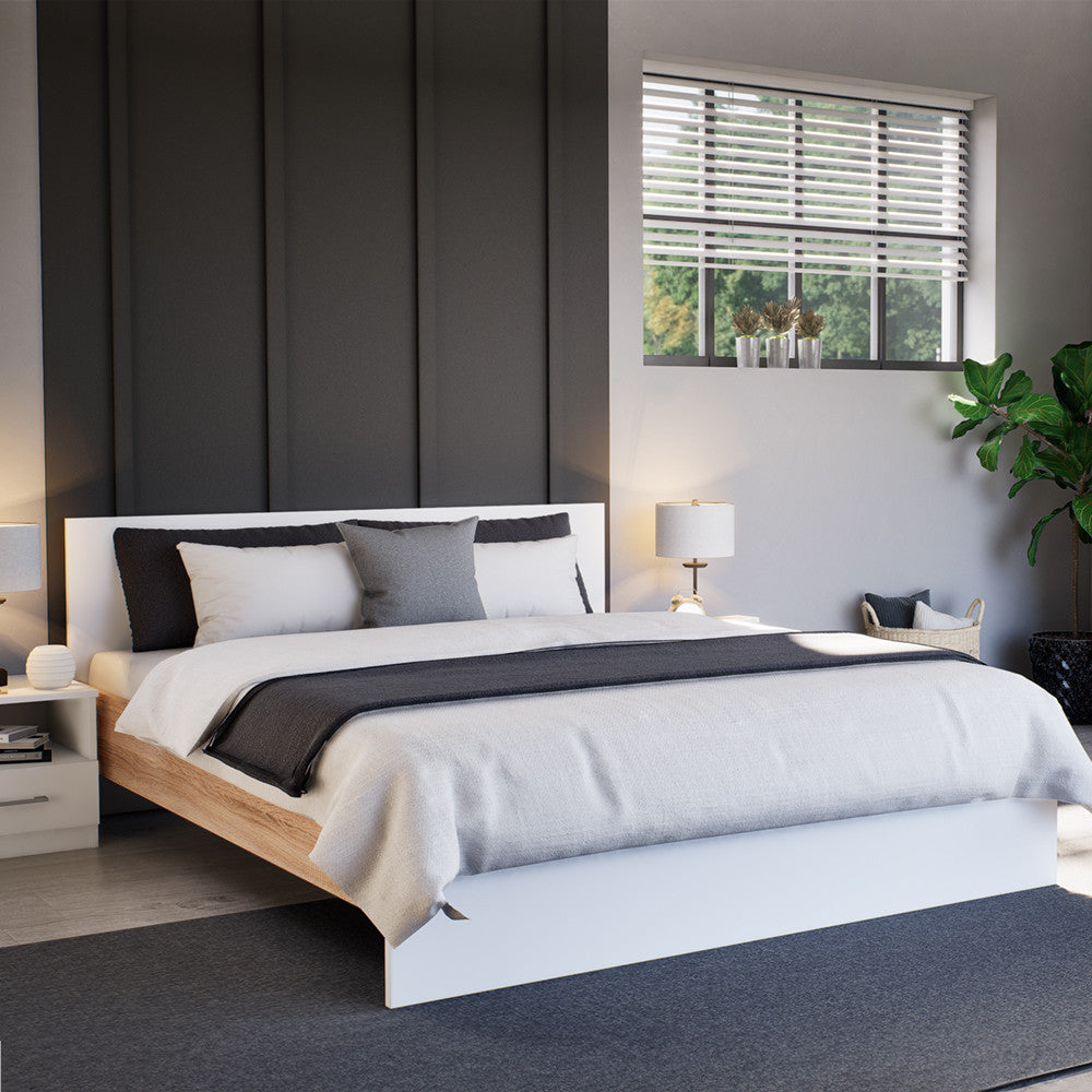 Miami franciaágy ágyneműtartó nélkül 160x200 cm fehér-sonoma tölgy Másodlagos kép