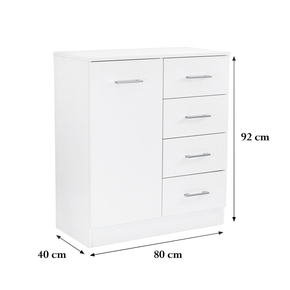Miami komód 1 ajtós 4 fiókos 80x92 cm yorki tölgy-fehér Másodlagos kép