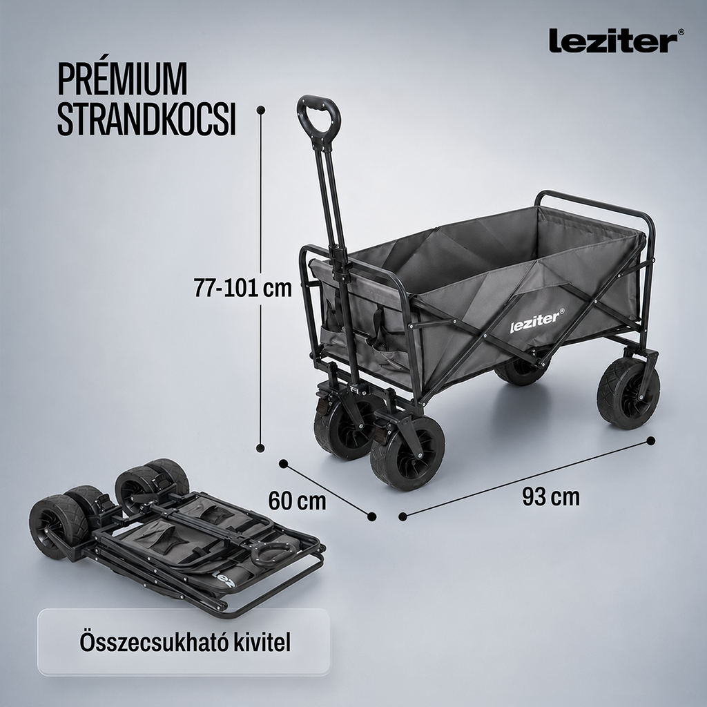 Összecsukható prémium kerti strandkocsi zöld