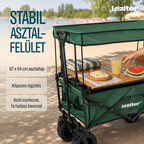Összecsukható prémium kerti strandkocsi asztallal zöld