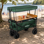 Kerti szállítókocsi strandolás közben, megterített asztallal és tetővel - Homelux, LSZKTA088-GREEN
