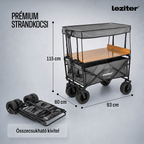 Összecsukható prémium kerti strandkocsi tetővel asztallal zöld