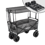 Összecsukható prémium kerti strandkocsi tetővel szürke