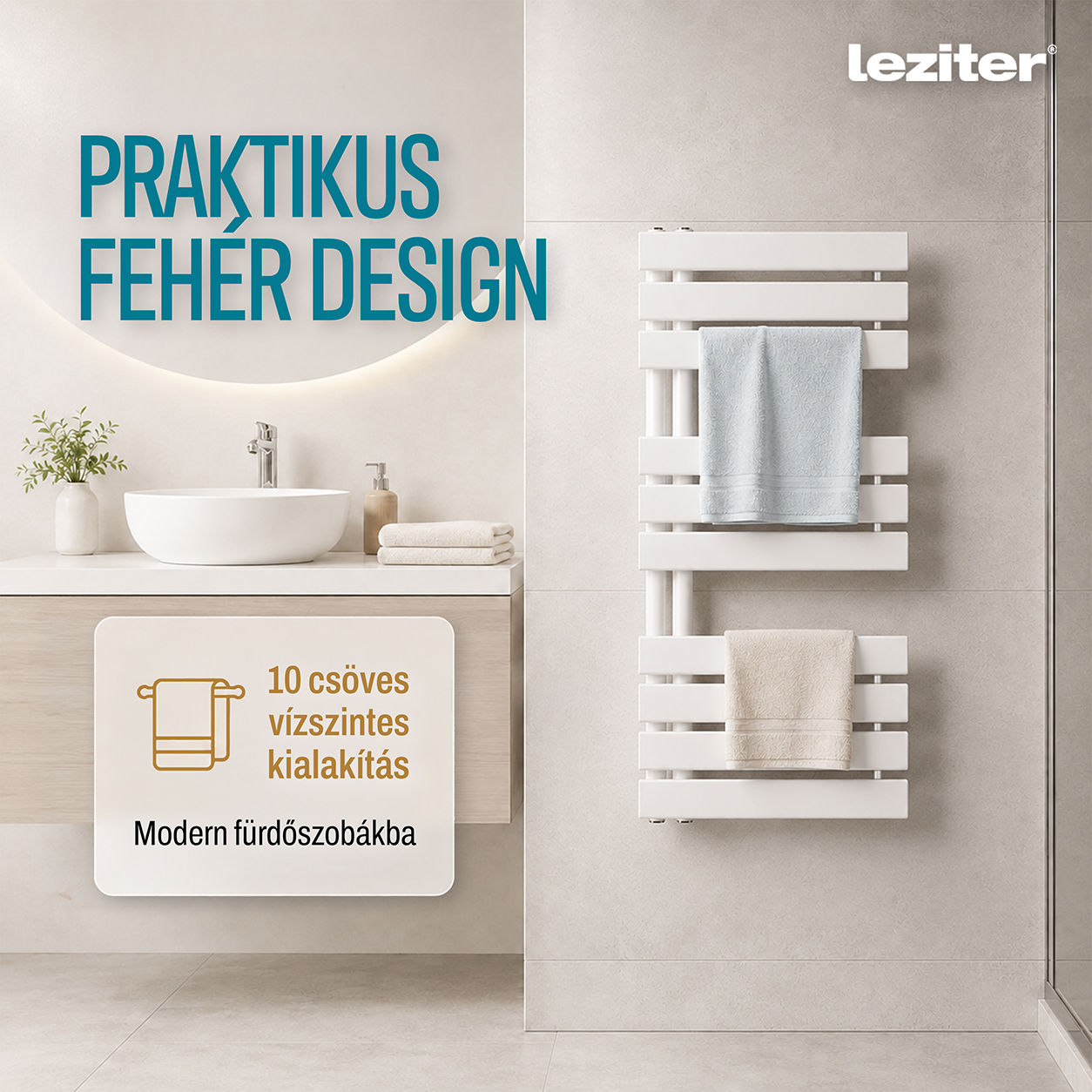 Solaro Design törölközőszárító radiátor 1000x500 mm fehér