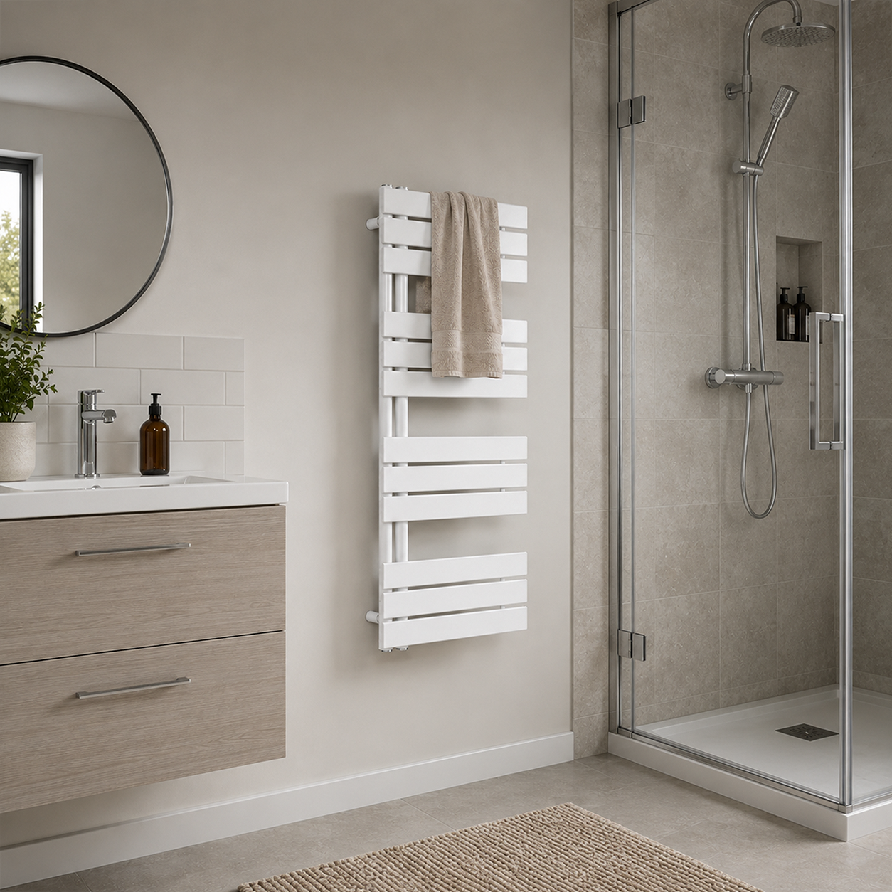 Solaro Design törölközőszárító radiátor 1200x500 mm fehér Másodlagos kép