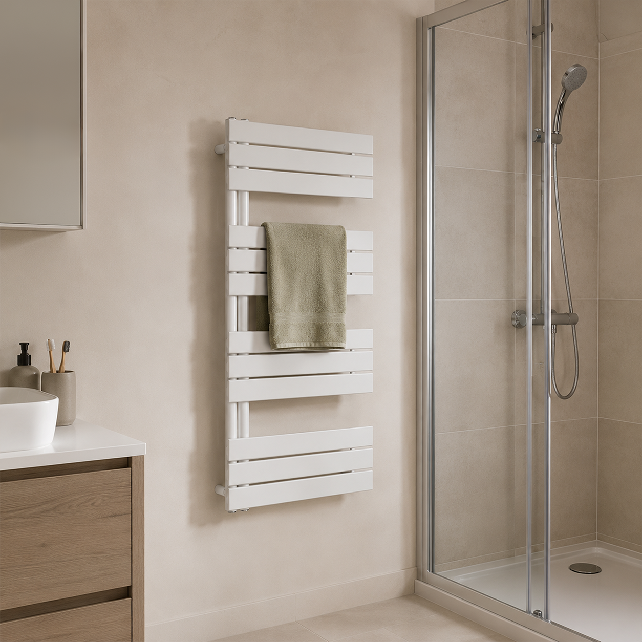 Solaro Design törölközőszárító radiátor 1200x600 mm fehér Másodlagos kép