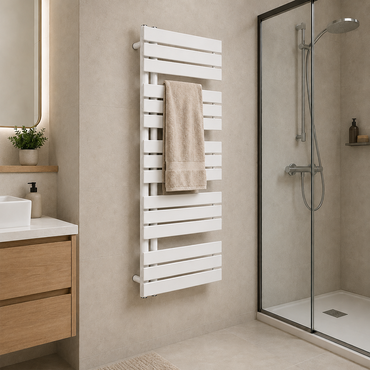 Solaro Design törölközőszárító radiátor 1400x500 mm fehér Másodlagos kép