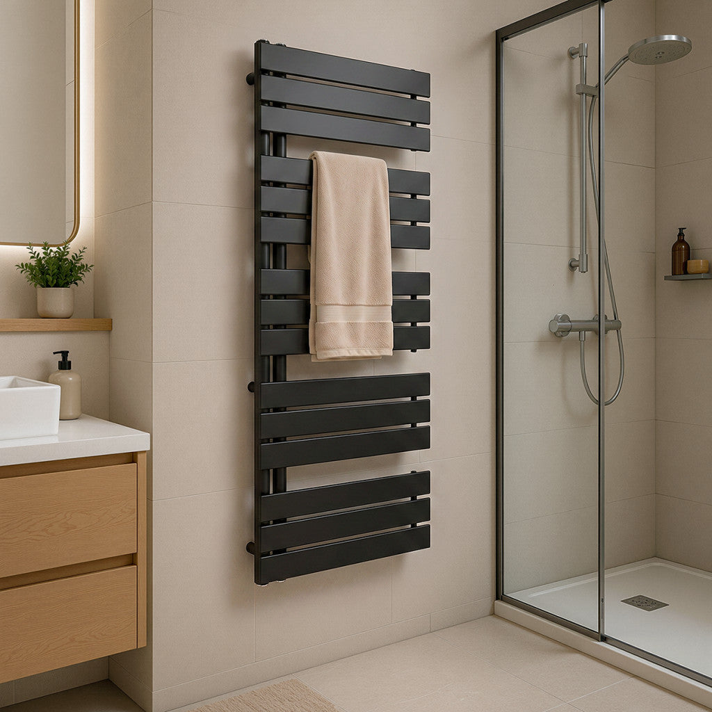 Solaro Design törölközőszárító radiátor 1400x600 mm fekete Másodlagos kép