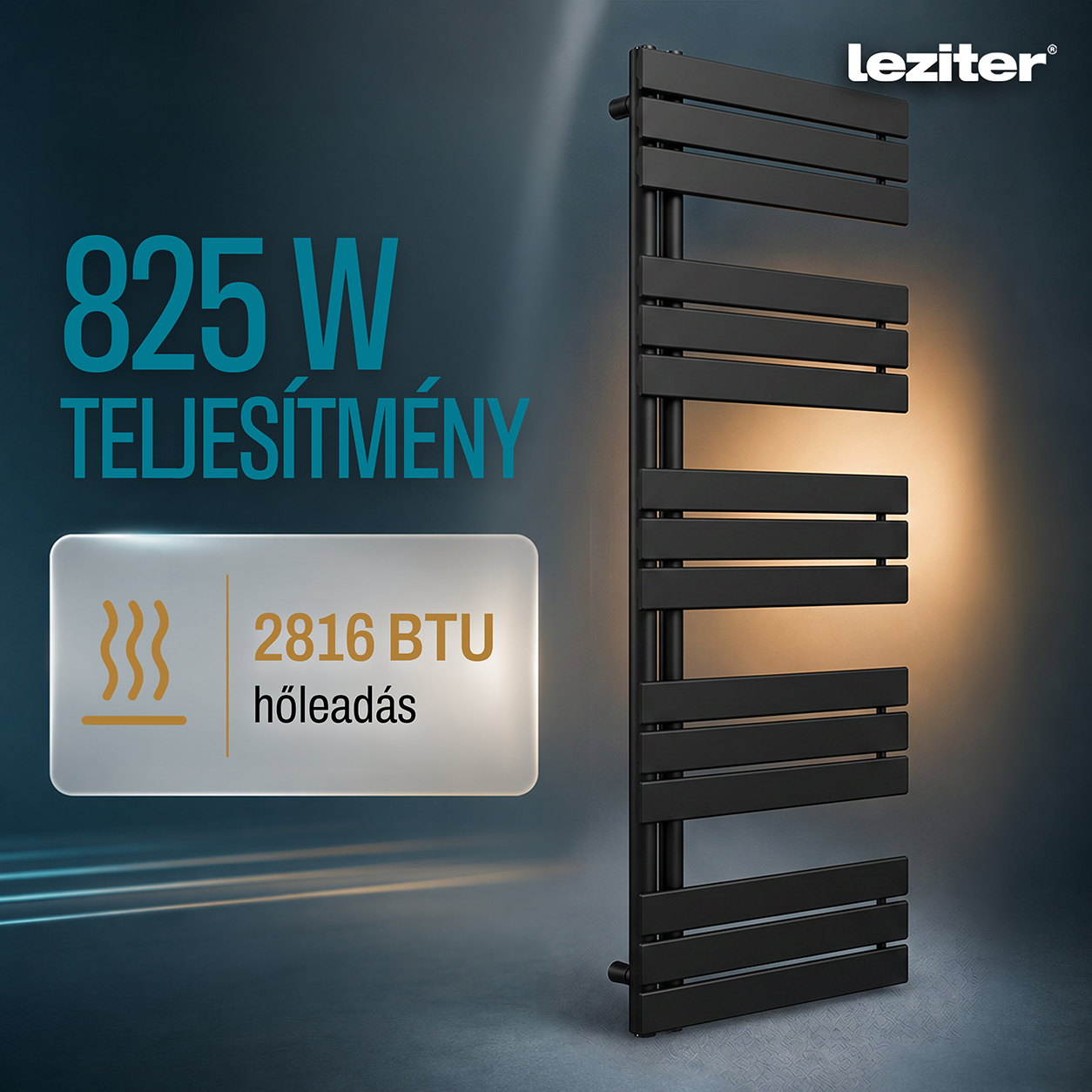 Solaro Design törölközőszárító radiátor 1400x600 mm fekete