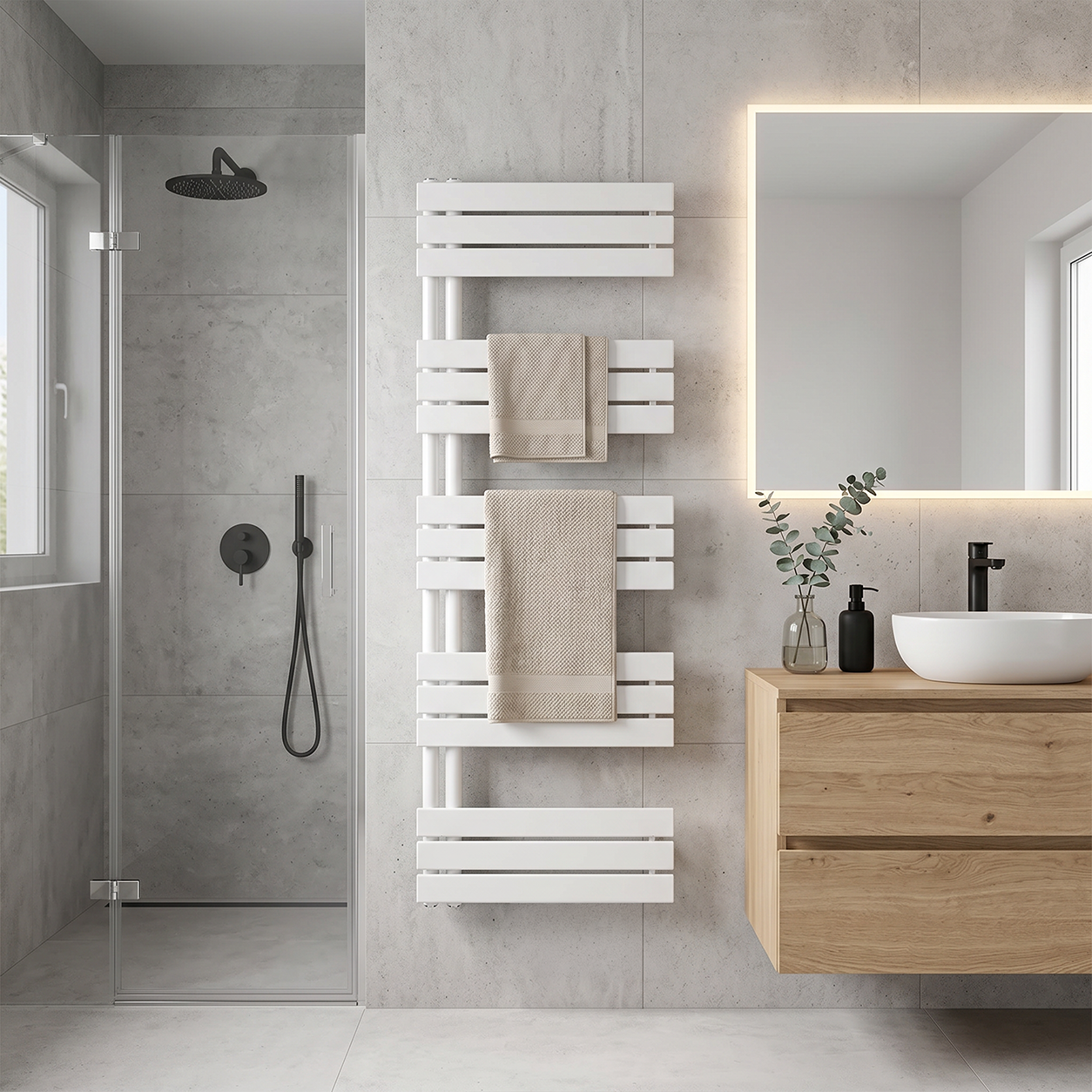 Solaro Design törölközőszárító radiátor 1400x600 mm fehér Másodlagos kép