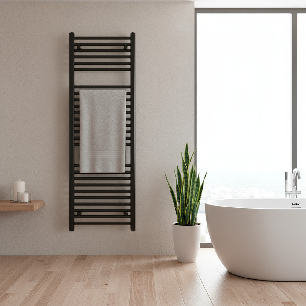 Egyenes törölközőszárító radiátor 1200x500 mm fekete Másodlagos kép