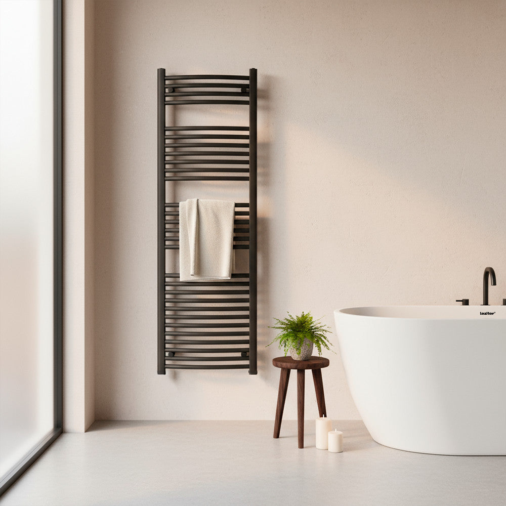 Íves törölközőszárító radiátor 1400x500 mm fekete Másodlagos kép