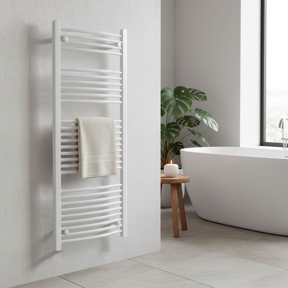 Íves törölközőszárító radiátor 1400x600 mm fehér Másodlagos kép
