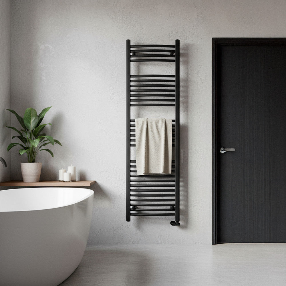 Íves törölközőszárító radiátor 1600x500 mm fekete Másodlagos kép
