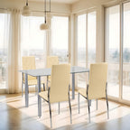Étkező garnitúra bézs asztallal és négy székkel világos étkezőben - Homelux, LUA140W_DC-002-Beige_4