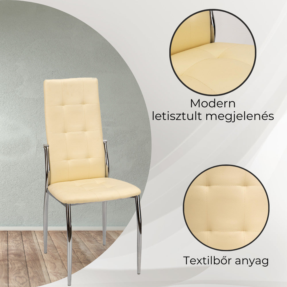 Étkező garnitúra bézs textilbőr szék közelről - Homelux, LUA140W_DC-002-Beige_4