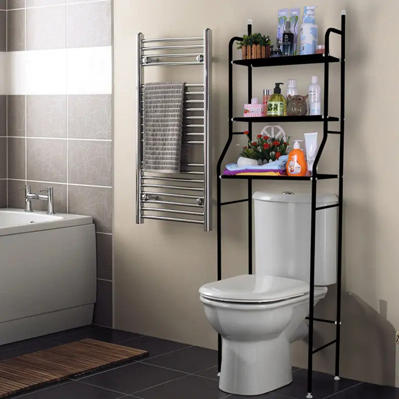 Fürdőszobai polc wc fölé, többszintes, fekete Másodlagos kép