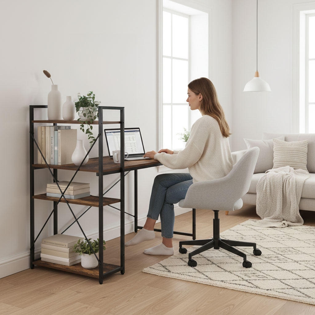 Íróasztal 120x60 cm 3 Polccal Loft Stílus Másodlagos kép
