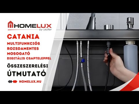 Catania multifunkciós rozsdamentes mosogató digitális csapteleppel