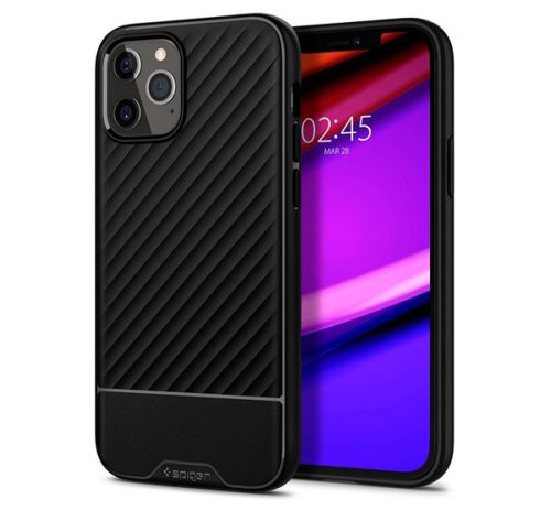 SPIGEN CORE ARMOR szilikon telefonvédő (ütésállóság, kameravédő, csíkos) FEKETE