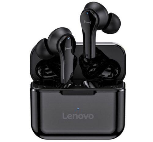 LENOVO QT82 bluetooth fülhallgató SZTEREO (v5.0, TWS, mikrofon, LED jelzés + töltőtok) FEKETE