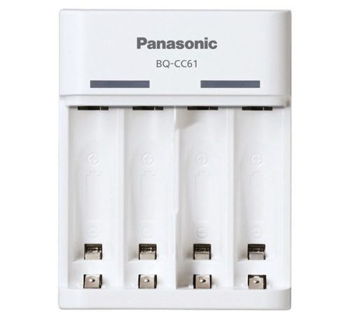 PANASONIC ENELOOP akkutöltő (USB, időzítő, LED jelzés, 4xAA/AAA elem kompatibilis) FEHÉR