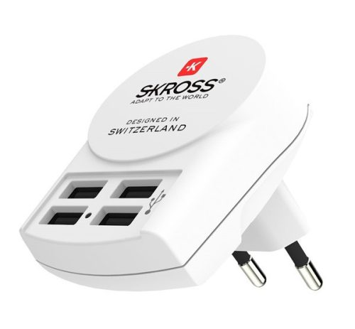 SKROSS hálózati töltő 4 USB aljzat (4.8W) FEHÉR