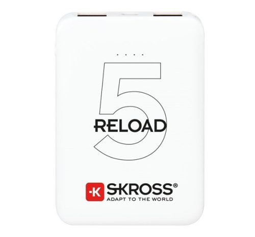 SKROSS RELOAD 5 vésztöltő 2 USB aljzat (5000mAh, 5W + microUSB kábel) FEHÉR