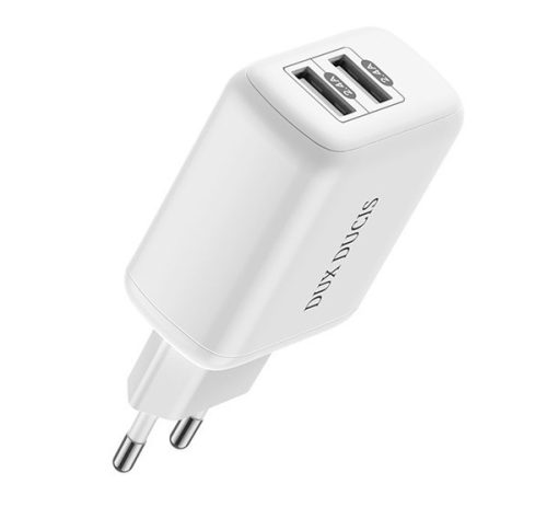 DUX DUCIS C10 hálózati töltő 2 USB aljzat (12W, PD gyorstöltő) FEHÉR