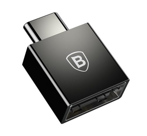 BASEUS adapter (USB aljzat - Type-C, adatátvitel és töltés) FEKETE