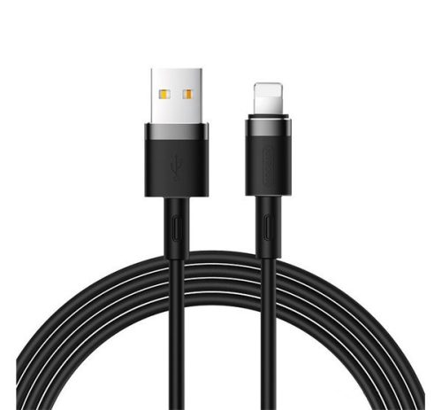 JOYROOM adatkábel (USB - lightning, 2.4A, gyorstöltő, 120cm, törésgátló) FEKETE