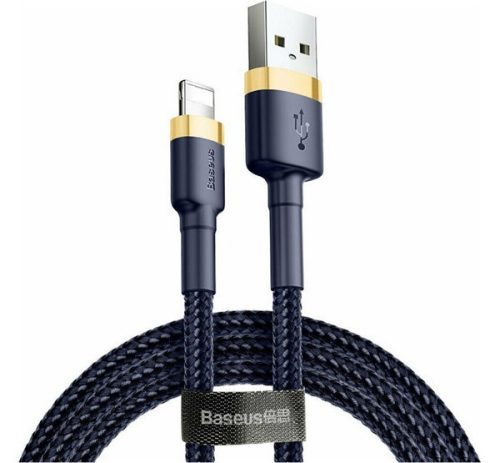 BASEUS CAFULE adatkábel (USB - lightning, 2.4A, gyorstöltő, 100cm, cipőfűző) SÖTÉTKÉK