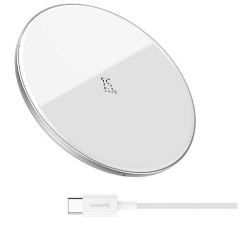 BASEUS SIMPLE asztali töltő (15W, PD gyorstöltő, wireless + Type-C tápkábel) FEHÉR