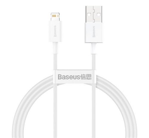 BASEUS SUPERIOR adatkábel (USB - lightning, 2.4A, PD gyorstöltő, 100cm, törésgátló) FEHÉR