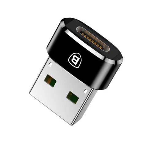 BASEUS adapter (USB - Type-C aljzat, 3A, gyorstöltő, adatátvitel és töltés, OTG) FEKETE