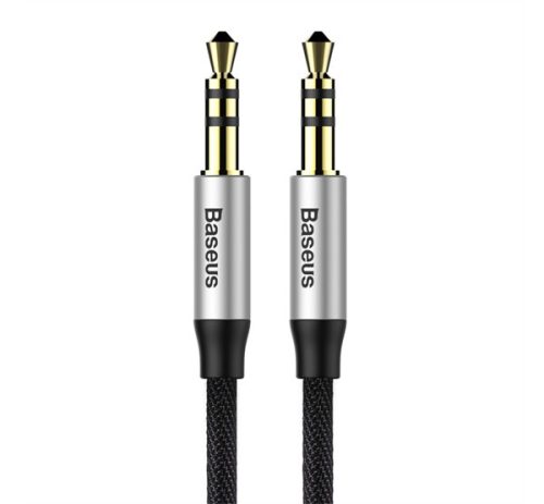 BASEUS YIVEN M30 audió kábel (3.5mm jack - 3.5mm jack, 150cm, cipőfűző) FEKETE